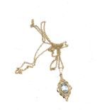 9ct gold topaz pendant necklace weight 1.6g