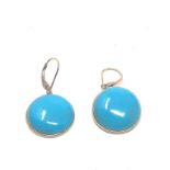 9ct gold vintage turquoise drop earrings (6.6g)