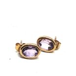 9ct gold amethyst earrings weight 0.5g