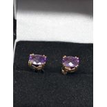 9ct gold amethyst earrings weight 1.9g amethyst measure approx 8mm by 6mm