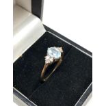 9ct gold aquamarine & diamond ring weight 1.8g