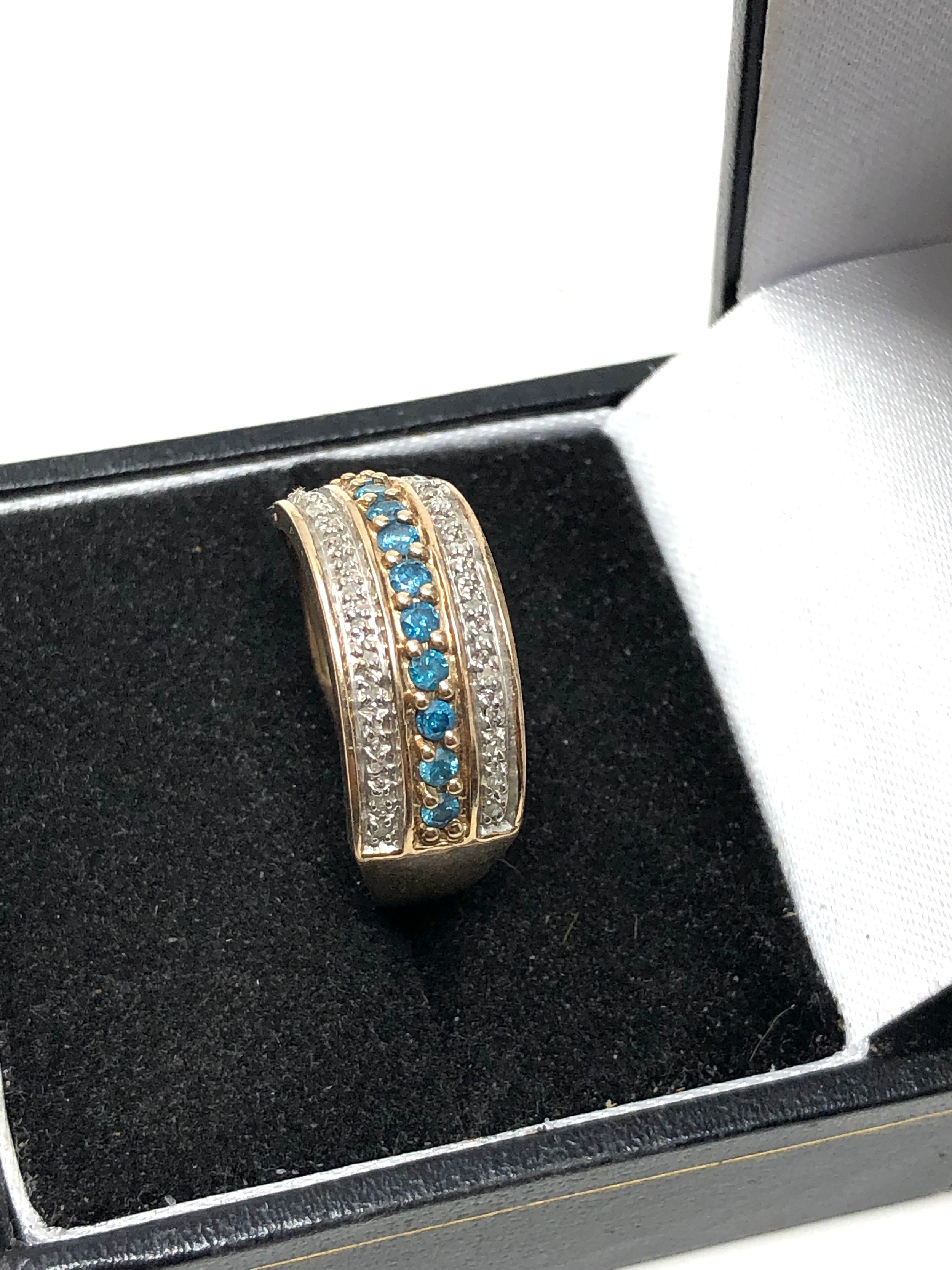 9ct gold diamond & topaz ring weight 2.9g - Image 3 of 4