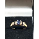 9ct gold sapphire & diamond ring weight 2.1g