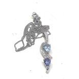 9ct white gold diamond, aquamarine & iolite necklace (2.4g)