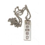 Vintage silver ingot pendant & chain