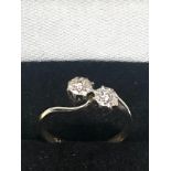 18ct gold and platinum diamond twin stone ring (2g)