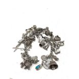 Chunky heavy vintage silver charm bracelet weight 101g