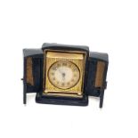 Zenith Watch Co. retailers Bell Bros Doncaster Swiss Made Gilt Cased Travel Alarm Clock C1920 the