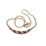 9ct gold ruby & diamond static pendant necklace (6.3g)