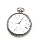 Antique silver open face Elgin Natl Watch Co pocket watch the watch is ticking