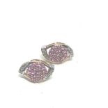 9ct gold diamond & pink sapphire stud earrings (2.8g)