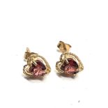 9ct gold garnet earrings weight 1g