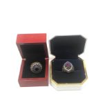 2 X Sterling Silver Multi Gemstone Statement Rings (33g)