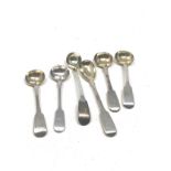 6 assorted antique silver mustard spoons