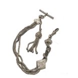 Antique silver albertina watch chain xrt tested as 800 silver