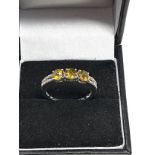10ct white gold yellow sapphire & diamond ring weight 2.5g
