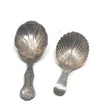 2 antique silver tea caddy spoons