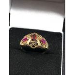 9ct gold ruby & garnet ring weight 2.6g