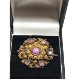 Fine Antique Georgian 15ct gold pink topaz brooch measures approx 2.9cm by 2.5cm in good original