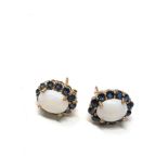 9ct gold opal & sapphire earrings weight 2g