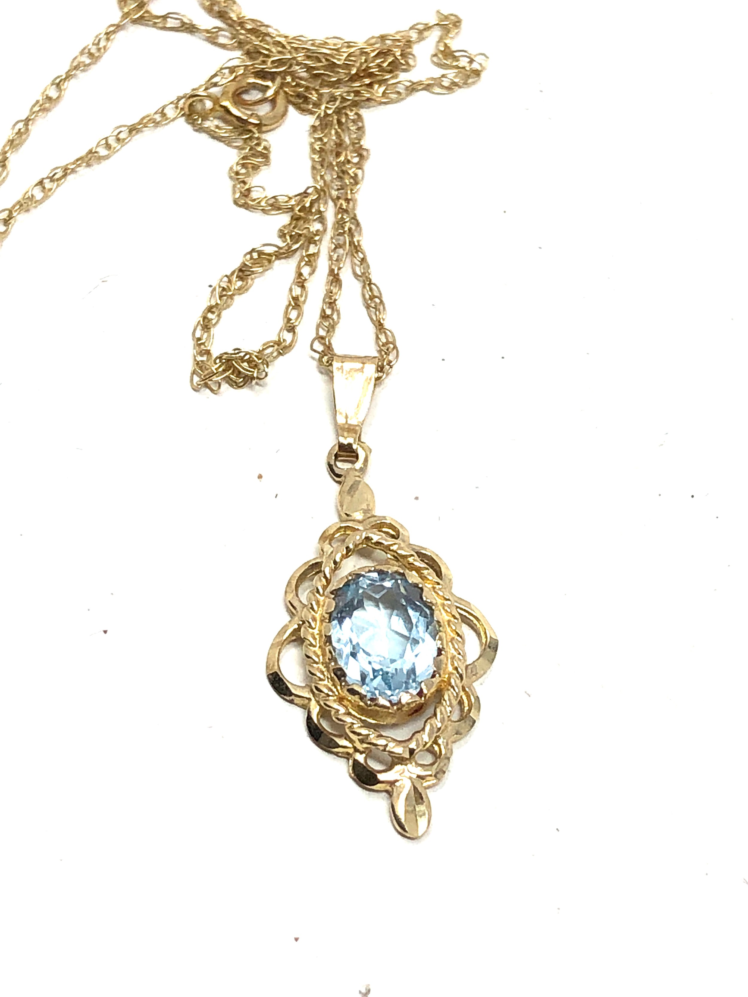 9ct gold topaz pendant necklace weight 1.6g - Image 2 of 2