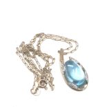 9ct gold diamond and topaz pendant with chain (5.1g)