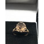 9ct gold vintage smoky quartz cocktail ring (2.3g)