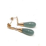 14ct gold jadeite drop earrings (5.6g)