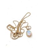 9ct gold opal pendant necklace opal measures approx 12mm by 5mm weight 2.2g