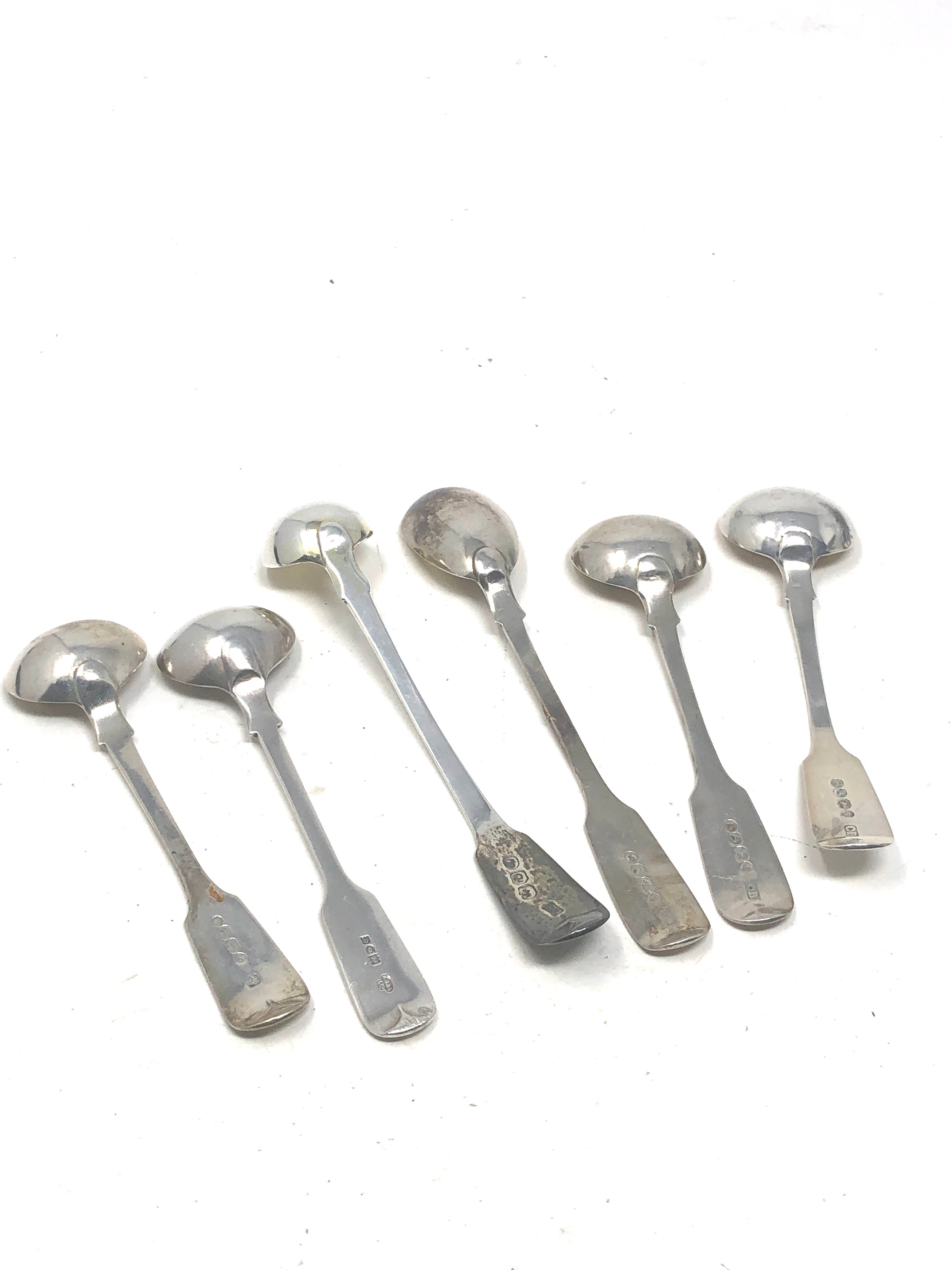 6 assorted antique silver mustard spoons - Image 3 of 3