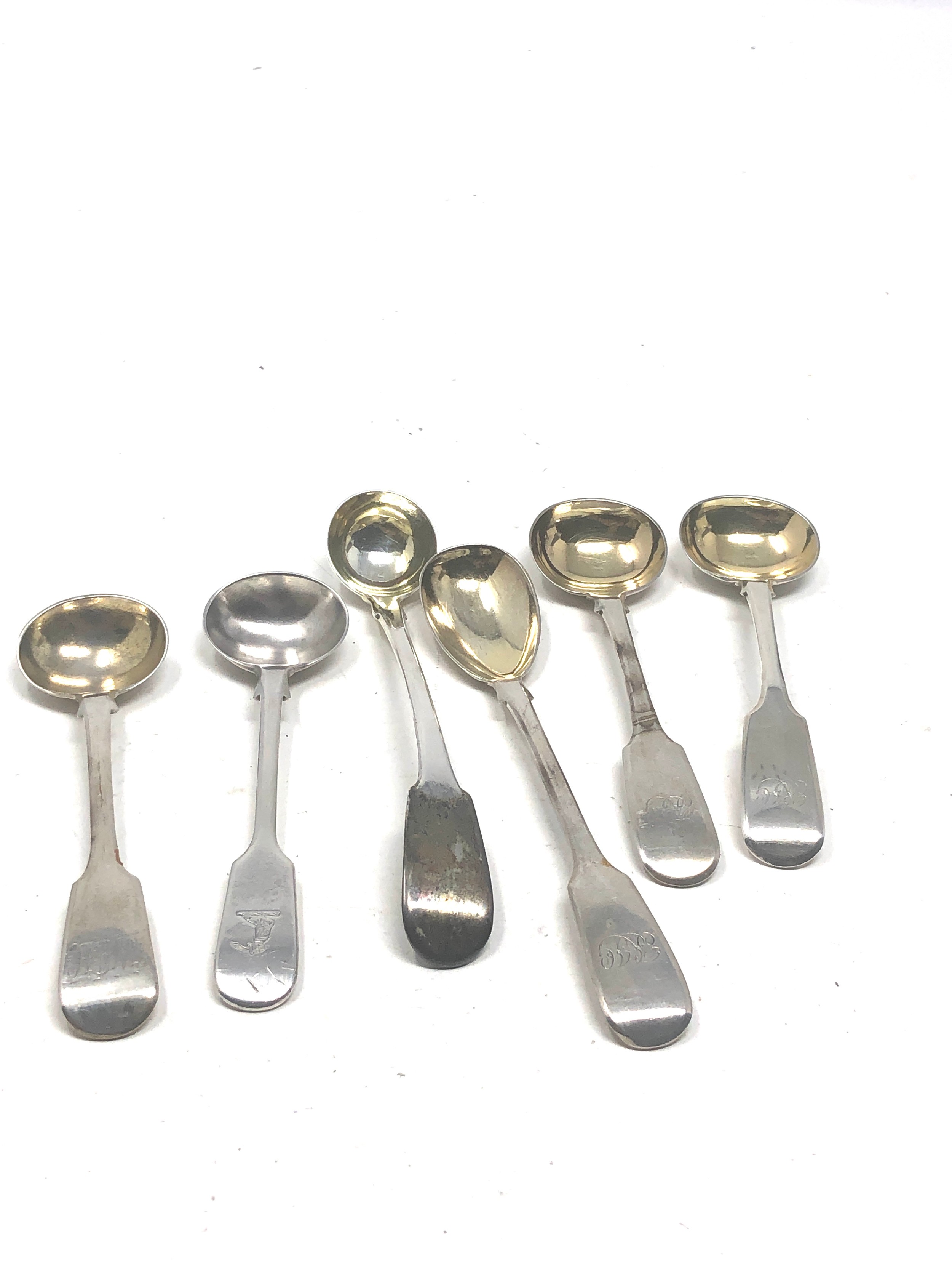 6 assorted antique silver mustard spoons - Image 2 of 3