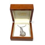 Fine Clogau Welsh gold on silver butterfly pendant locket necklace Orig Box