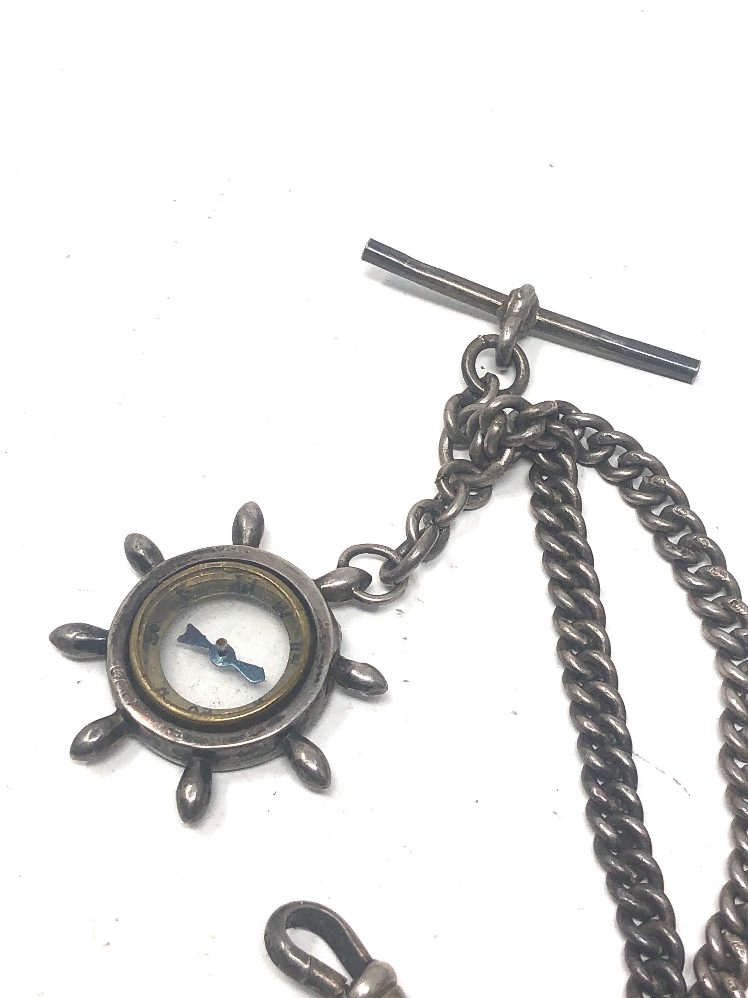 Antique silver double albert watch chain & fob 27g - Bild 3 aus 3