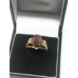 9ct Gold Textured Band Citrine Ring (3.2g)