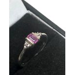 9ct White Gold Pink Sapphire & Diamond Ring (1.7g)