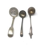 3 antique silver spoons inc ladles & sifter spoons