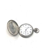 silver full hunter pocket watch thomas russell & son the watch is ticking