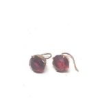 9ct Gold Vintage Red Paste Earrings (2g)