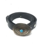 Silver & turquoise belt buckle and leather belt