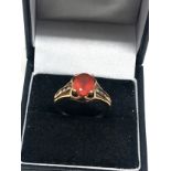 9ct Gold Synthetic Spinel Sided Fire Opal Ring (3g)