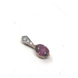 9ct Gold Diamond And Pink stone Pendant (.9g)