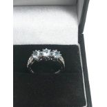 9ct White Gold Diamond & Topaz Fronted Ring (2.7g)