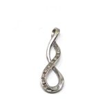 9ct white gold diamond pendant measures approx 2.2cm drop weight 0.9g