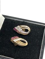 9ct gold diamond & ruby earrings weight 2.5g