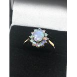 9ct Gold Opal Floral Cluster Ring (2.1g)