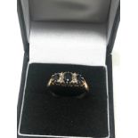 9ct Gold Sapphire & Diamond Gypsy Set Ring (3.2g)