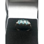 9ct Gold Diamond Sided Topaz Ring (2.8g)