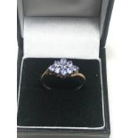 9ct Gold Tanzanite Cluster Fronted Ring (2.9g)