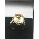 18ct Gold Cutwork Framed Citrine Ring (4.5g)