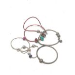 5 x Sterling Silver Pandora bracelets & necklaces with charms